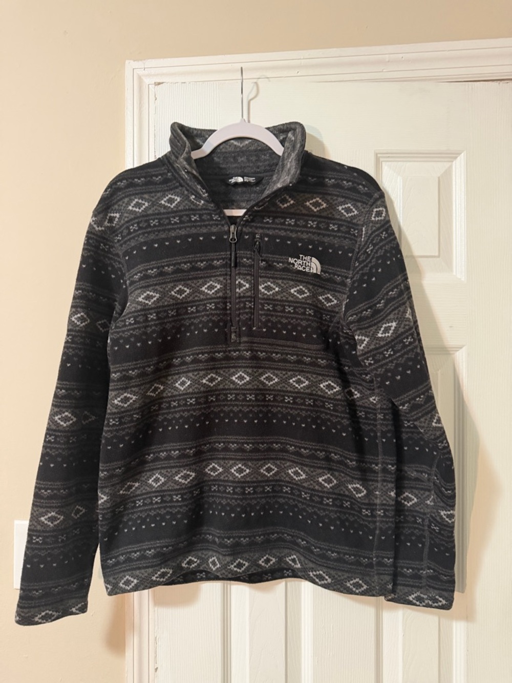 The North Face Men’s Black & Gray Patterned Half-Zip Sweater
